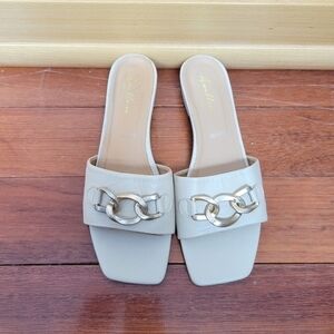 Avellini Beige Leather Slides